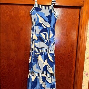 Source Unknown Blue and White Maxi Dress